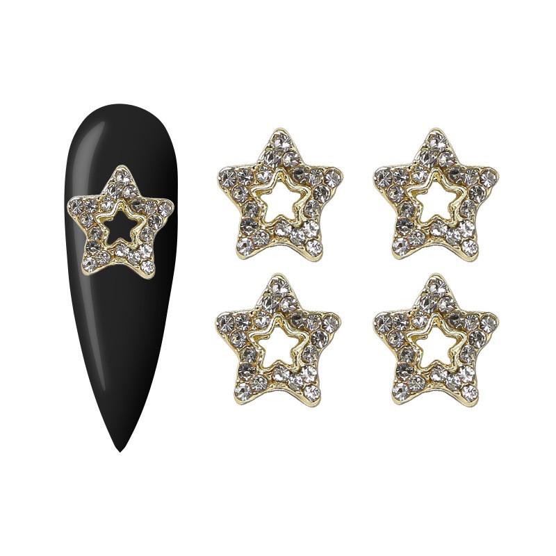 Decoraciones para Uñas Estrella con Pedrería Dorada y Plateada