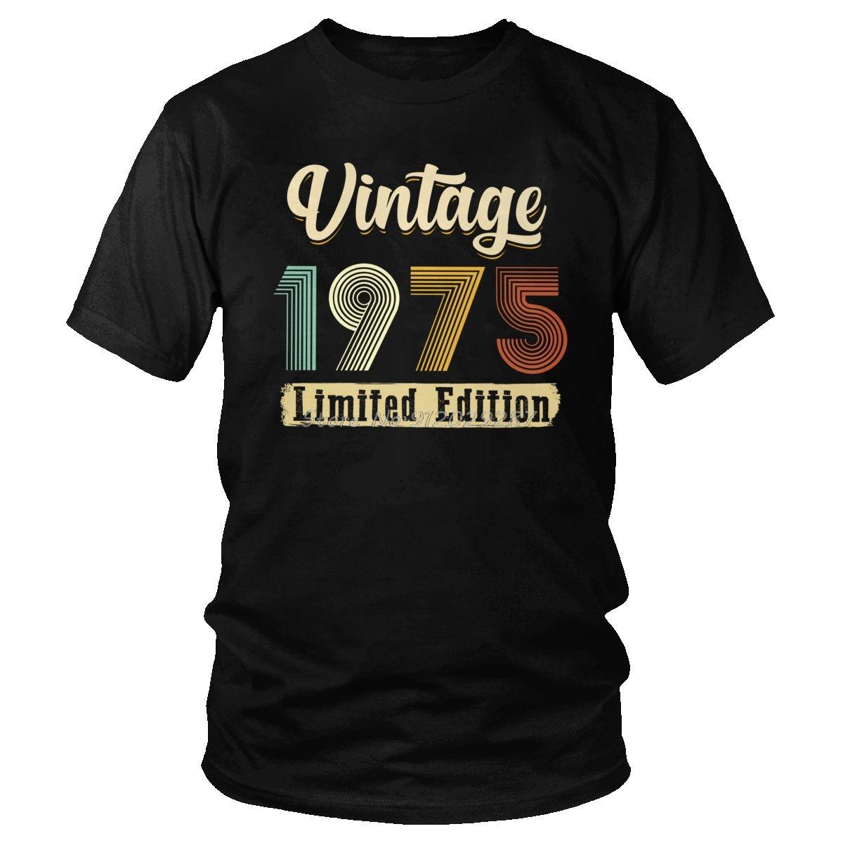

Classic Vintage 1975 Tshirt Men Short Sleeve Birthday Gift T Shirt Casual T-shirt Soft Cotton Slim Fit Tee Tops Clothing - Me... 5XL різнокольоровий