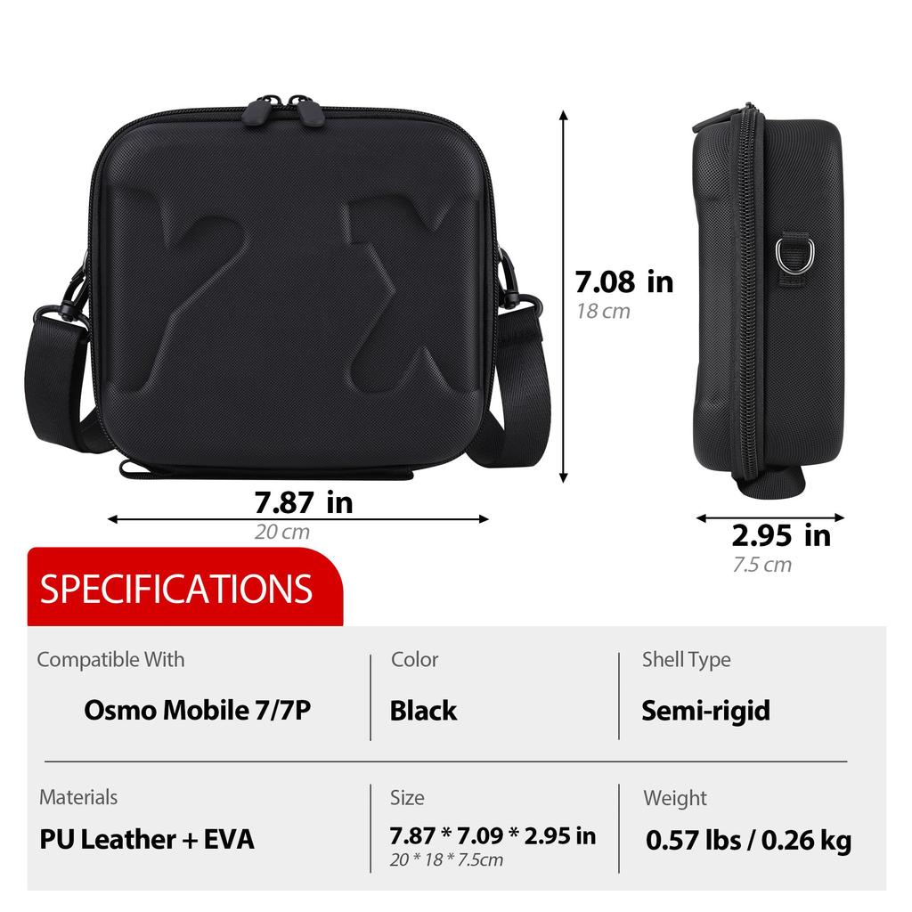 Osmo Mobile 7P Case, PU Leather Portable Shoulder Bag Storage for DJI Osmo Mobile 7 Pro/7 Gimbal Stabilizer and Accessories