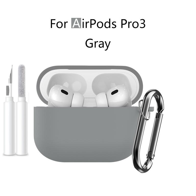 New 2025 For Apple Airpods Pro 3 Case Soft Silicone Full Protective Cover with Cleaning Kit and Keychain for Airpods Pro 3 Case