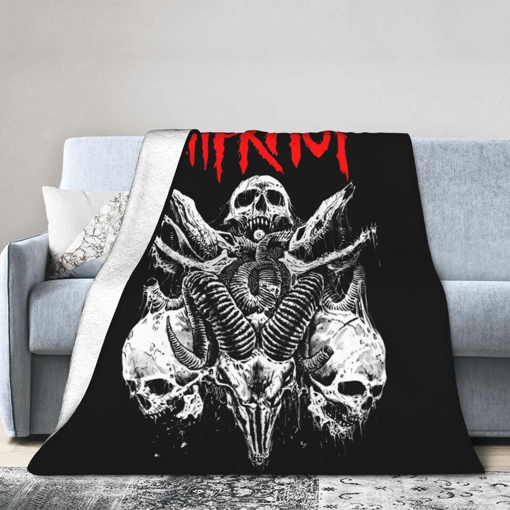 Custom S-Slipknoted Flannel Blankets Heavy Mental Band  Throw Blanket For Bed Sofa Couch 125*100Cm Quilt