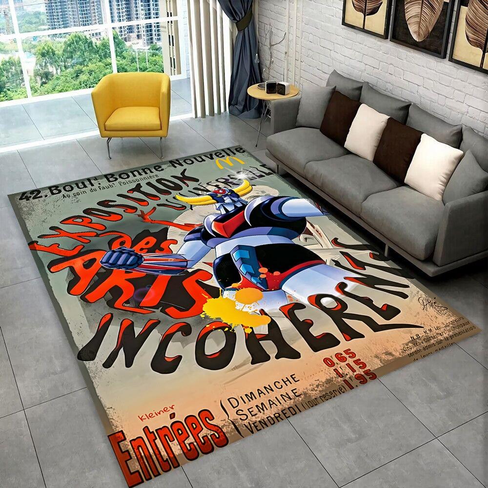 UFO Robot Grendizer Anime Cartoon Area Rug,Carpet for Home Living Room Bedroom Sofa Doormat Decor,kid Play Non-slip Floor Mat 3D
