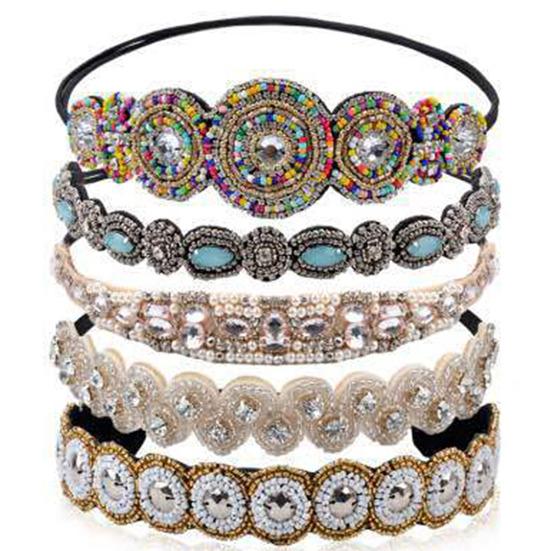Beautiful Elastic Headband Exquisite Craftsmanship Headpiece Bohemian Rhinestone Beaded Women Headband Hair Accessories