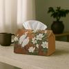 1pc Asian Heron Blossom Tissue Holder - A Bronze-Toned, Nature-Inspired Storage Box for Napkins, Ideal for Rolls, Facial Tissues, Or Single Sheets. Th