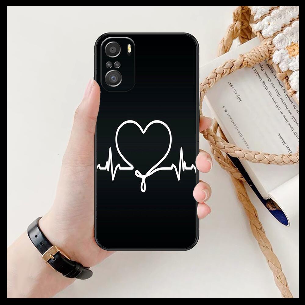 LIEBE herz Für Xiaomi Redmi Hinweis 10S 10 9T 9S 9 8T 8 7S 7 6 5A 5 Pro Max Weiche Schwarze Telefon Fall