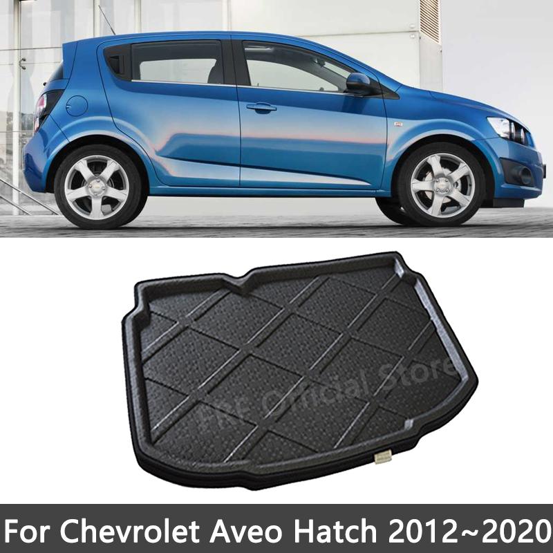 Коврик в багажник для Chevrolet Aveo T300 Sonic 2012~ 2016 Хэтчбек Седан Автоаксессуары Поддон на пол Водонепроницаемая подкладка Ковер в багажник hatch