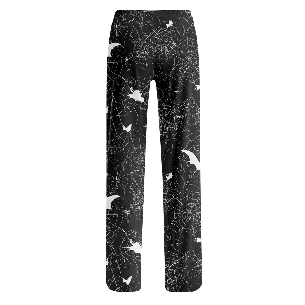 Women's Halloween Print Drawstring Pants, Casual Long Pants for Sleepwear or Daily