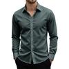 Men Long Sleeve Stretch Shirt Anti Static Breathable Wrinkle Resistant Fade Resistant Button Down Solid Business Formal Dress Shirt