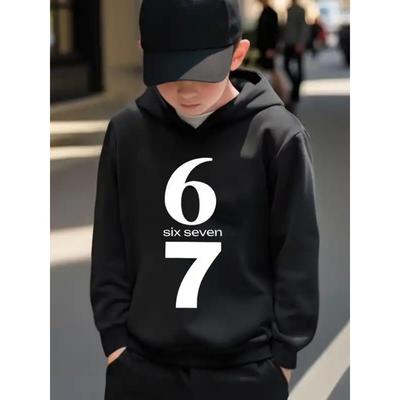 Men's Clothing Number 67 Creative Print Hooded Sweatshirt Men's Casual Long Sleeve Women Hoodie Tops Clothing
