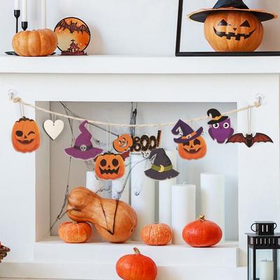 12 szt./zestaw DIY Wisior Dynia Nietoperz Duch Kreskówkowy Halloween Papierowe Dekoracje Wiszące Festiwal Duchów