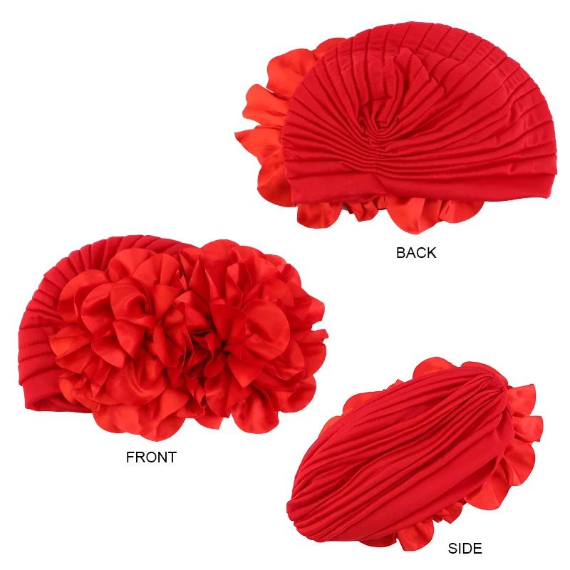 New Woman Muslim Hijab Caps with Big Flower Turban Bonnet Islamic Wrap Head Inner Cap for Hijabs Trendy Headdress 2025 New