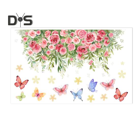 Colorful Flower Butterfly Toilet Sticker Removable Self-adhesive Waterproof PVC Living Room Bathroom Wall Art Floral Toilet Lid Decoration Decal