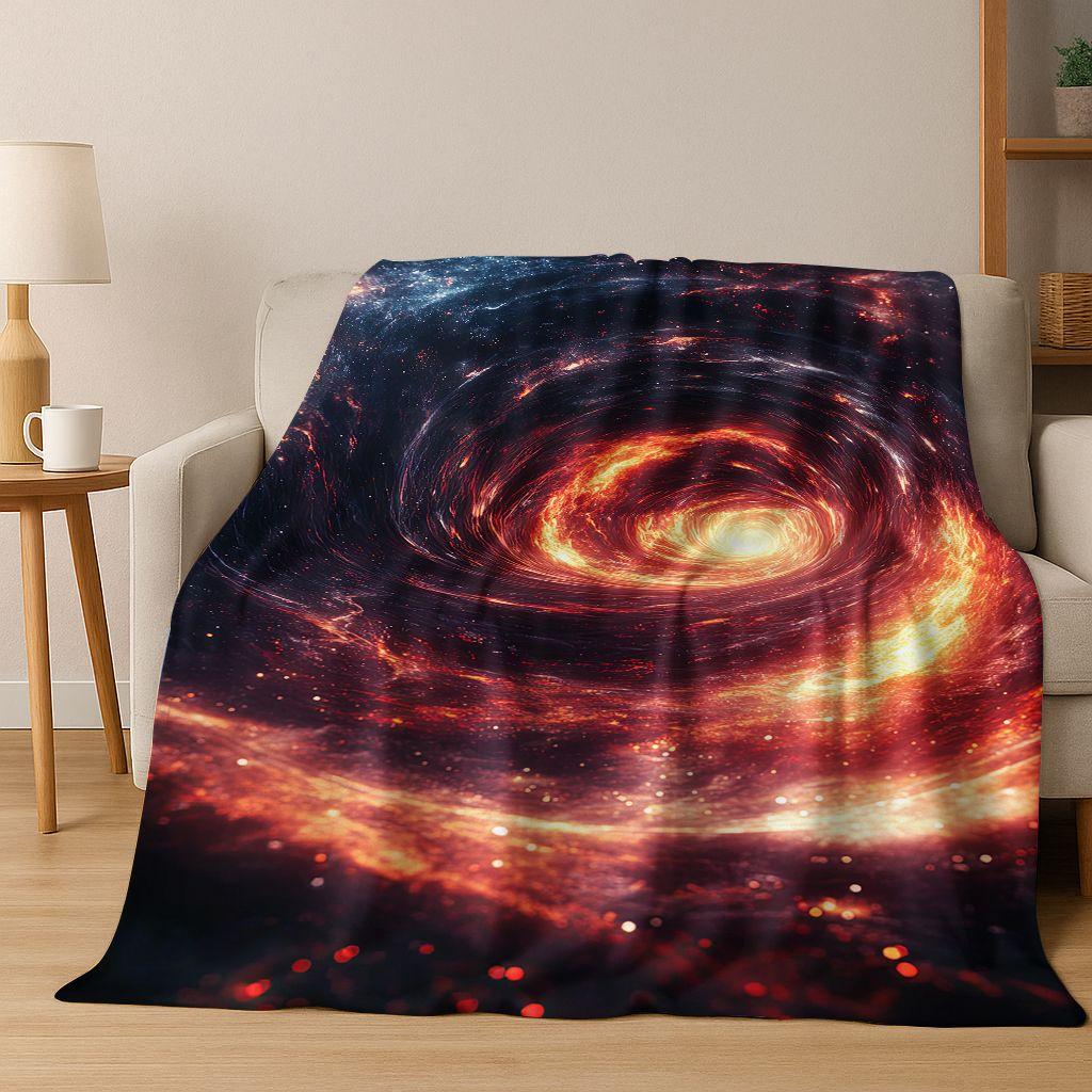 Dreamy Galaxy Universe Space Stars Black Hole Earth Flannel Blanket,Cozy Soft Throw Blanket for Home Bedroom Bed Sofa Cover Gift