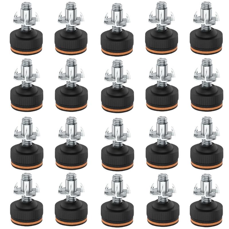 Adjustable 3/8  Furniture Leg Levelers with High Density Rubber Floor Protectors Adjustable Leg Levelers for Furnitures 1