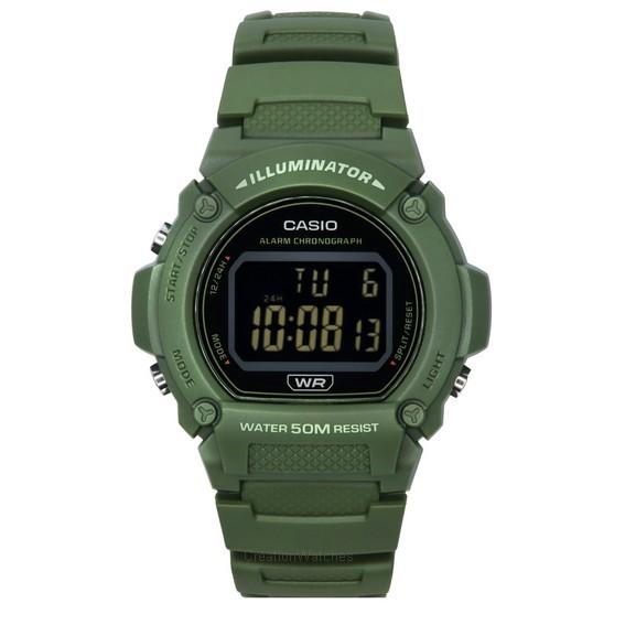 Refurbished Casio Standard Illuminator Digital Green Resin Strap Quartz W-219HC-3B Men s Watch чёрный