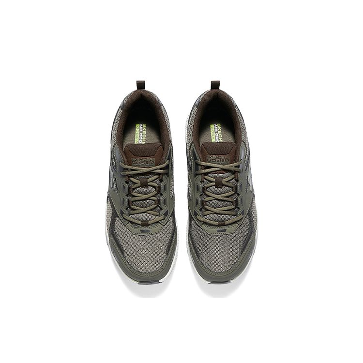 Skechers Go Run Men Olive Brown Low Top Running Shoes Mesh Leather Lightweight Comfortable Sporty 220034-BRN