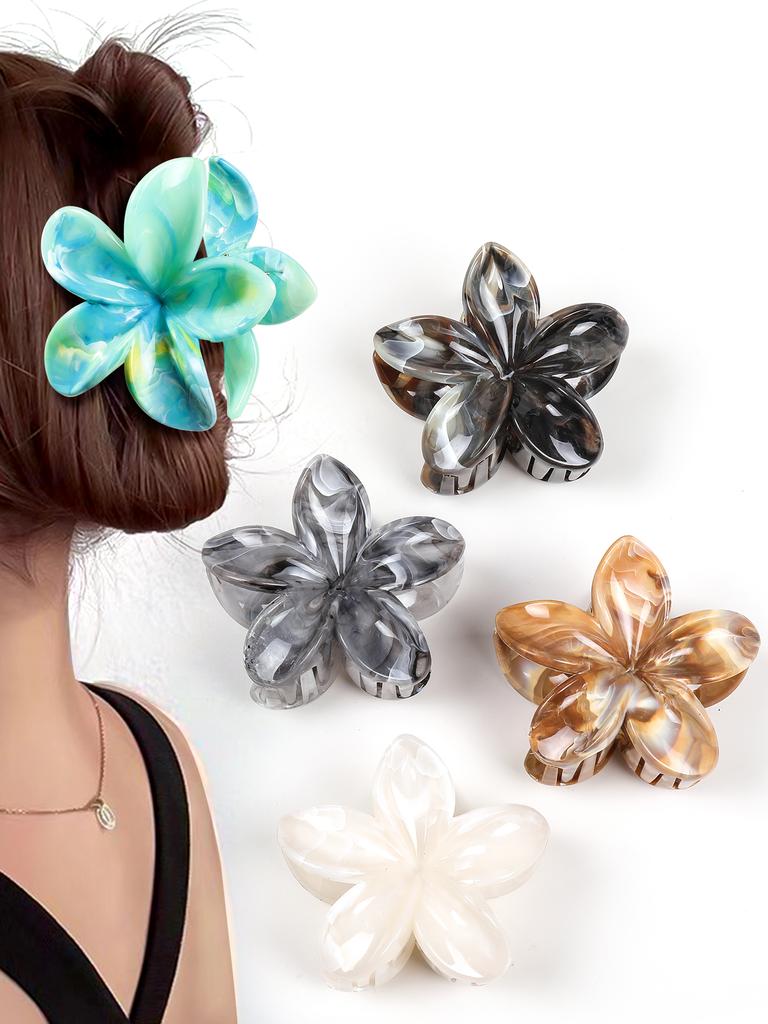Klamry do włosów w kwiaty 4 szt. Duże urocze klamry szczękowe dla kobiet dziewcząt do grubych włosów Duże klamry stokrotki Antypoślizgowe Mocno trzymające 4 kolory