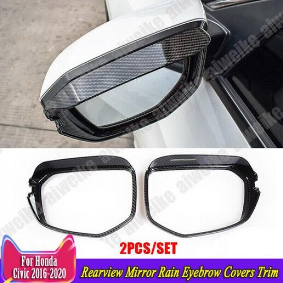For Honda Civic 2016-2021  Carbon Fiber Rearview Mirror Rain Eyebrow Covers Trim