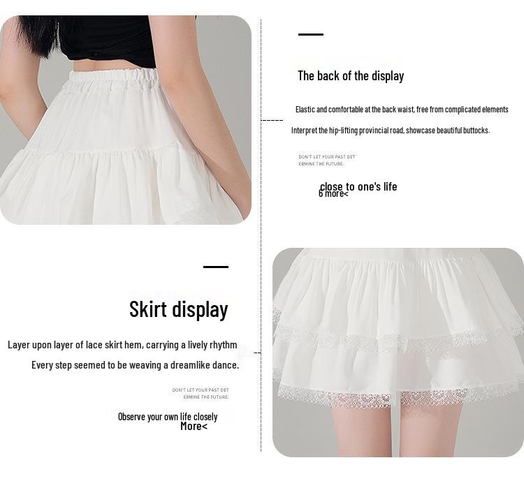 New Petite French Ballet A-line Fluffy Lace Pleated Skirt