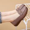 2023 Spring/Autumn Women's Casual Leather Slip-On Shoes with Metal Buckle - Soft Sole, Large Size, Comfort for Moms