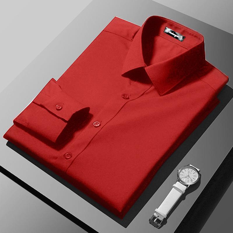 Herrskjorta i koreansk stil, smal passform, vit, långärmad, för affärer - Formell professionell klädsel