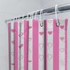 Pink White Striped Shower Curtain With Love Heart Pattern For Bathroom Decor Waterproof Fabric Shampoo Soap Bag Set Home Accesso