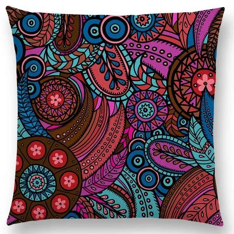 Home Decor Colorful Ethnic Pattern Decorative Pillow Covers Pattern Cushion Cover Suitable For Sofa Bedroom Car Pillow Cover
