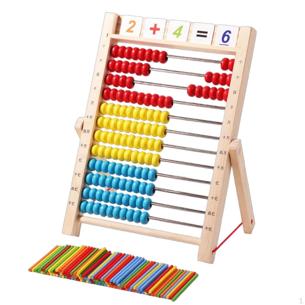 Arithmetic Abacus with Stand Educational Wooden Handson Counting Toy Beads for
