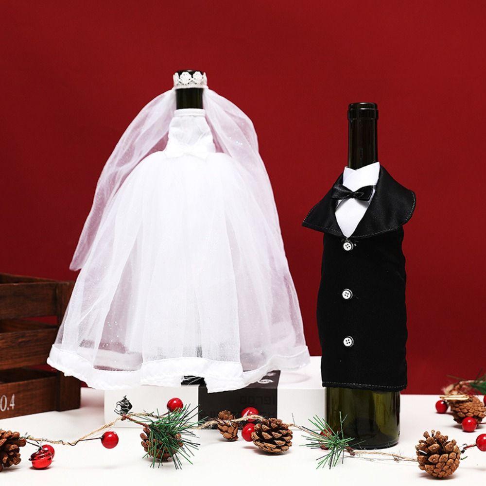 Exquisite Wedding Wine Bottle Cover Ceremonial Dress Wine Bottle Bag Restaurant Bar Holiday