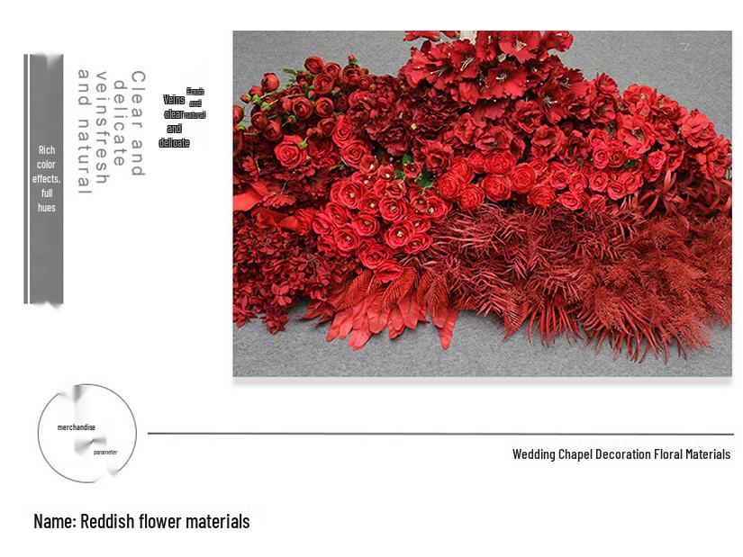 10-Piece Burgundy Floral Décor Set: Red-Toned Artificial Flowers, Mat, Aisle Runner, Wedding Decoration