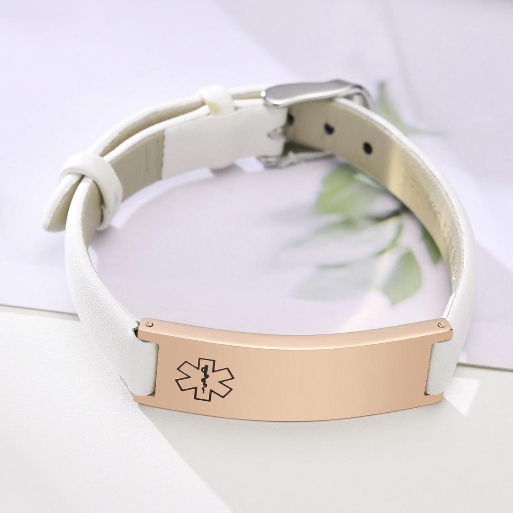 Free Engraving Medical Alert ID Bracelets Womens, Customized Adjustable Leather Chain Wrap Bracelets for Anxiety Type 2 Diabetes