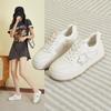 Leather Little White Shoes Women's Summer 2025 New Versatile Breathable Board Shoes Lace-up Thick Sole Heightening Casual Sports Shoes Women