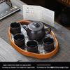 Purple Clay Kung Fu Teapot Set: Includes One Teapot, Six Cups, and Tray - Luxurious Retro Design for Home Tea Brewing