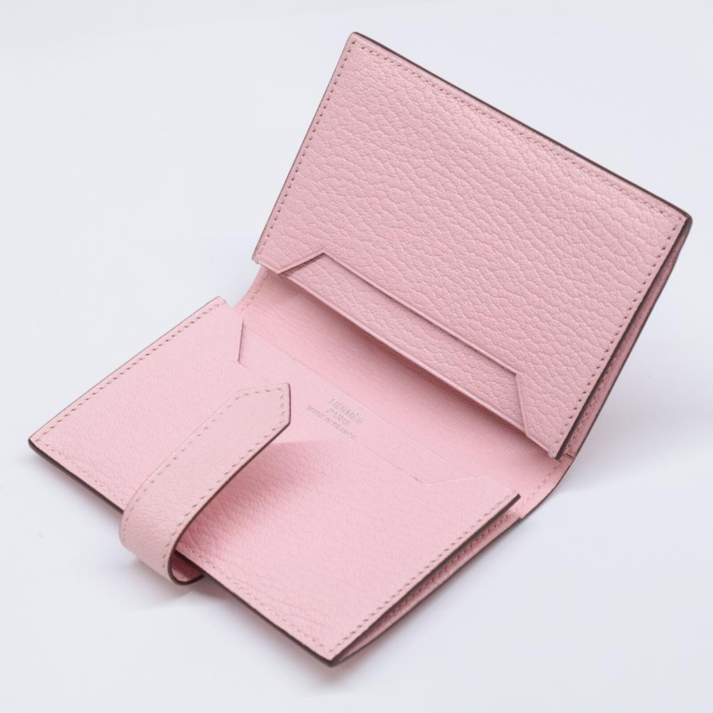Hermes Excellent Condition X Stamped Chevre Bearn Card Case Rose Sakura / SV HardwareUsed