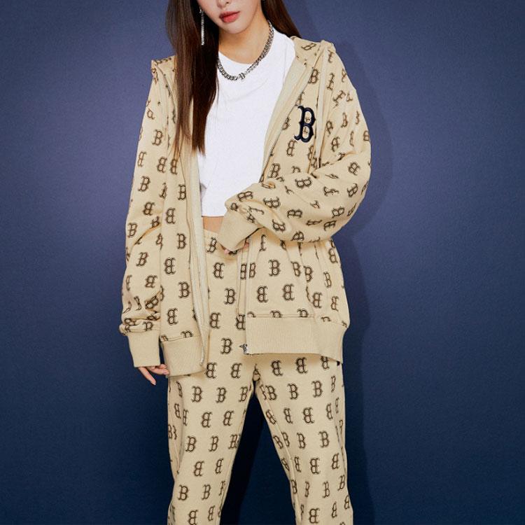 New MLB Old Flower Sweatshirts Unisex Beige Yellow 3ATRM0114-43BGS