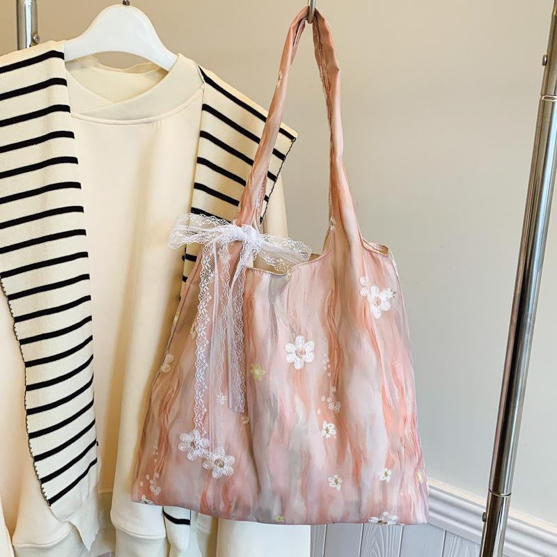 

Свежая и красивая литературная и досуговая легкая тканевая сумка, повседневная практичная на плечо, подмышку, сумка-хобо, для поездок на работу, большая вместимость, простая