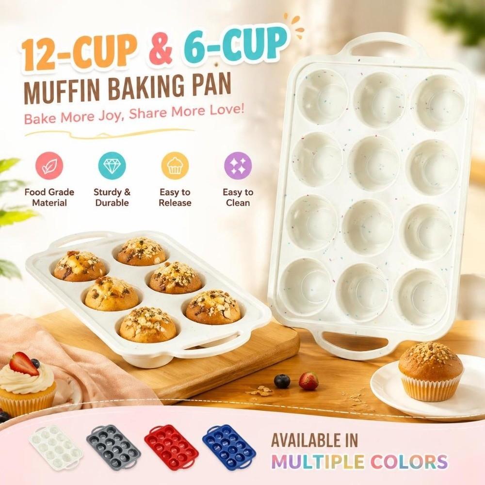 12-Cavity Baking Molds 6-Cavity Easy Release Molds Durable Silicone Cake Molds Oven Use