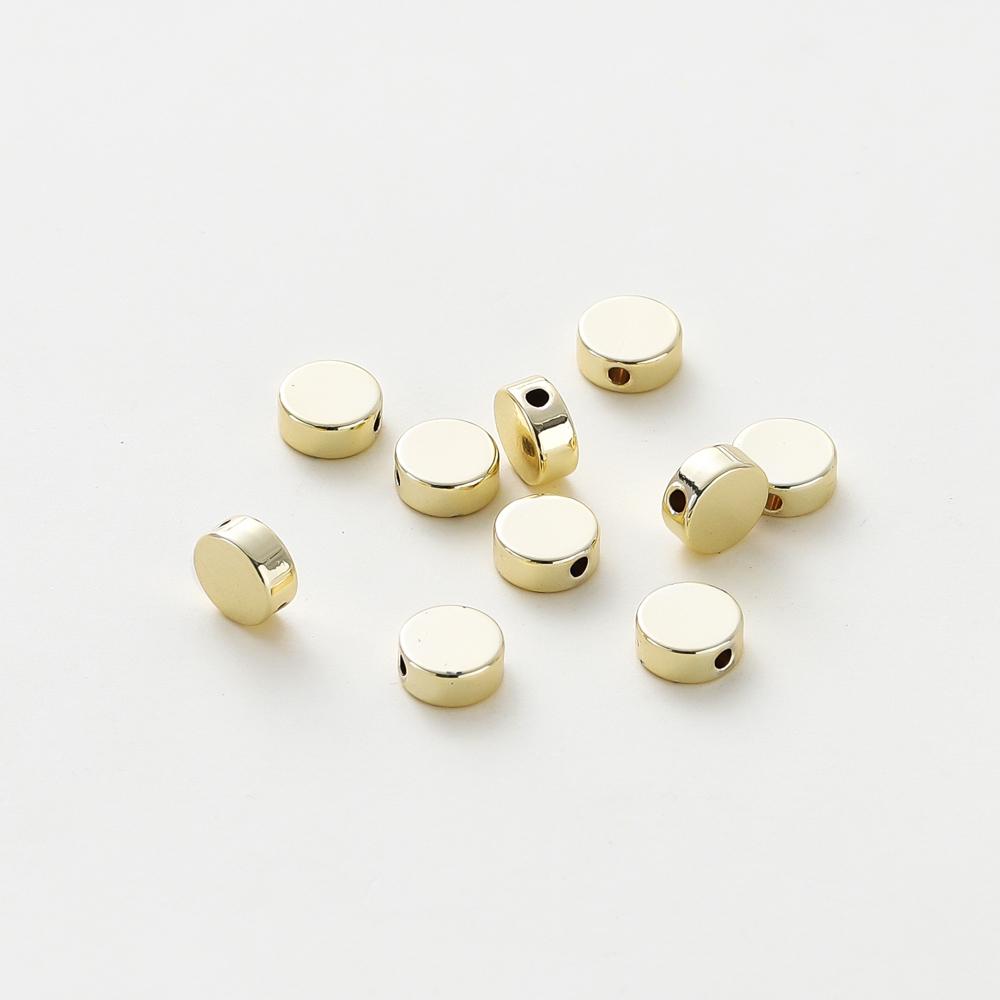 20PCS 14K 18K Gold Plated Brass Round Square Cross Flowers Beads Spacer Beads Jewelry Making Supplies DIY Necklaces Findings