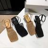 Summer Women's Sandals 2026 New Square Toe Weave Mesh Fashion High Heels Sandals 2026 New Outdoor Beach Pumps Sandalias De Mujer