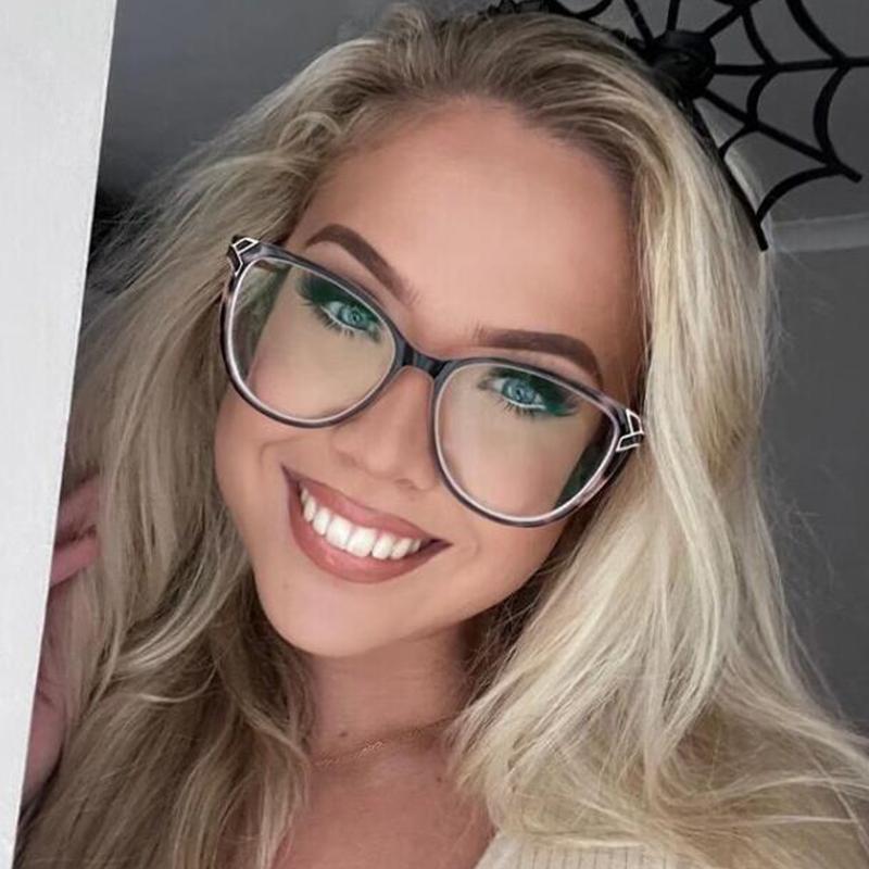 Trend Optical Cat Eye Reading Glasses Women Blue Light Filter Metal Leopard Eyeglasses Anti Fatigue Clear Prescription Eyewear