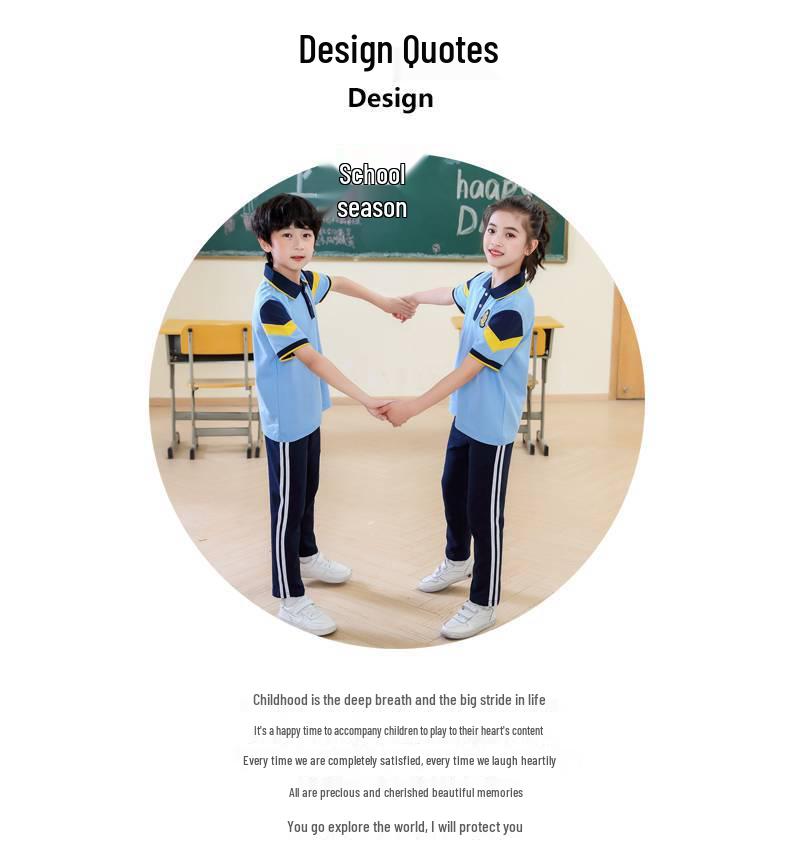 Summer School Uniform Set: Kindergarten To Middle School, Short Sleeve Two-Piece for Sports and Classes