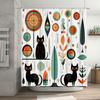 Retro Cat Pattern Shower Curtain Unique Bathroom Decor For Home Decoration Black Cats Print Fabric Bath Shower Curtain Waterproo