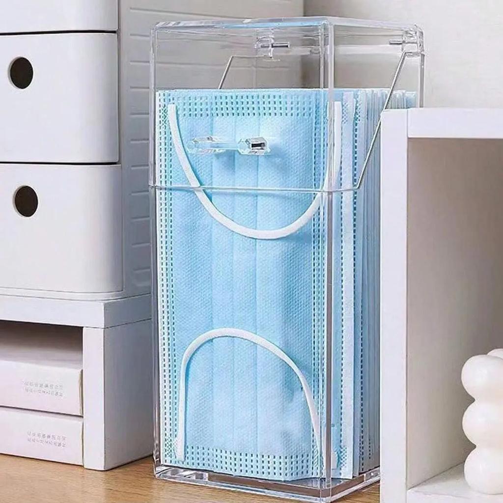 1 Stück Transparente Maskenaufbewahrungsbox mit Deckel Staub Mund- und Nasenbedeckung Tür Schreibtisch Eingang Maskenbox