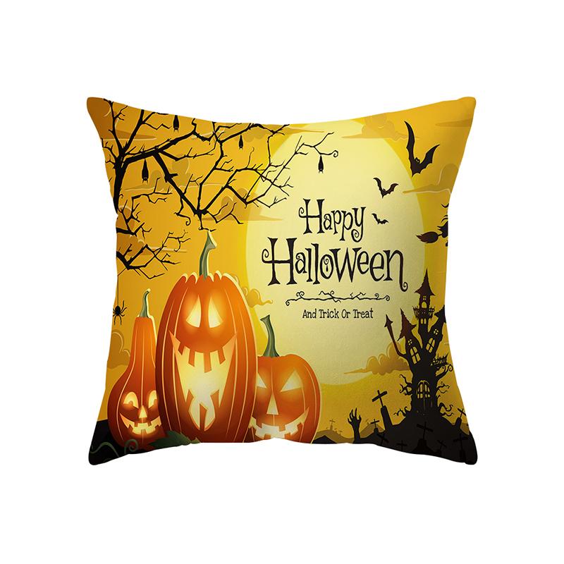 Halloween Theme Horror Pumpkin Wizard Print Pattern Cushion Cover Home Living Room Sofa Decoration Pillow Pillow Cover