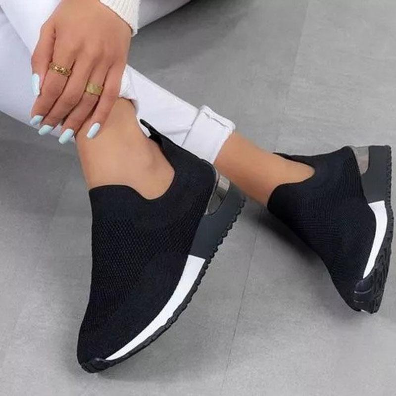 Autumn Women Platform Sneakers Breathable Mesh Casual Shoes Sports Running Shoes Women Knitted Loafers Plus Size 35-43 WSH4524