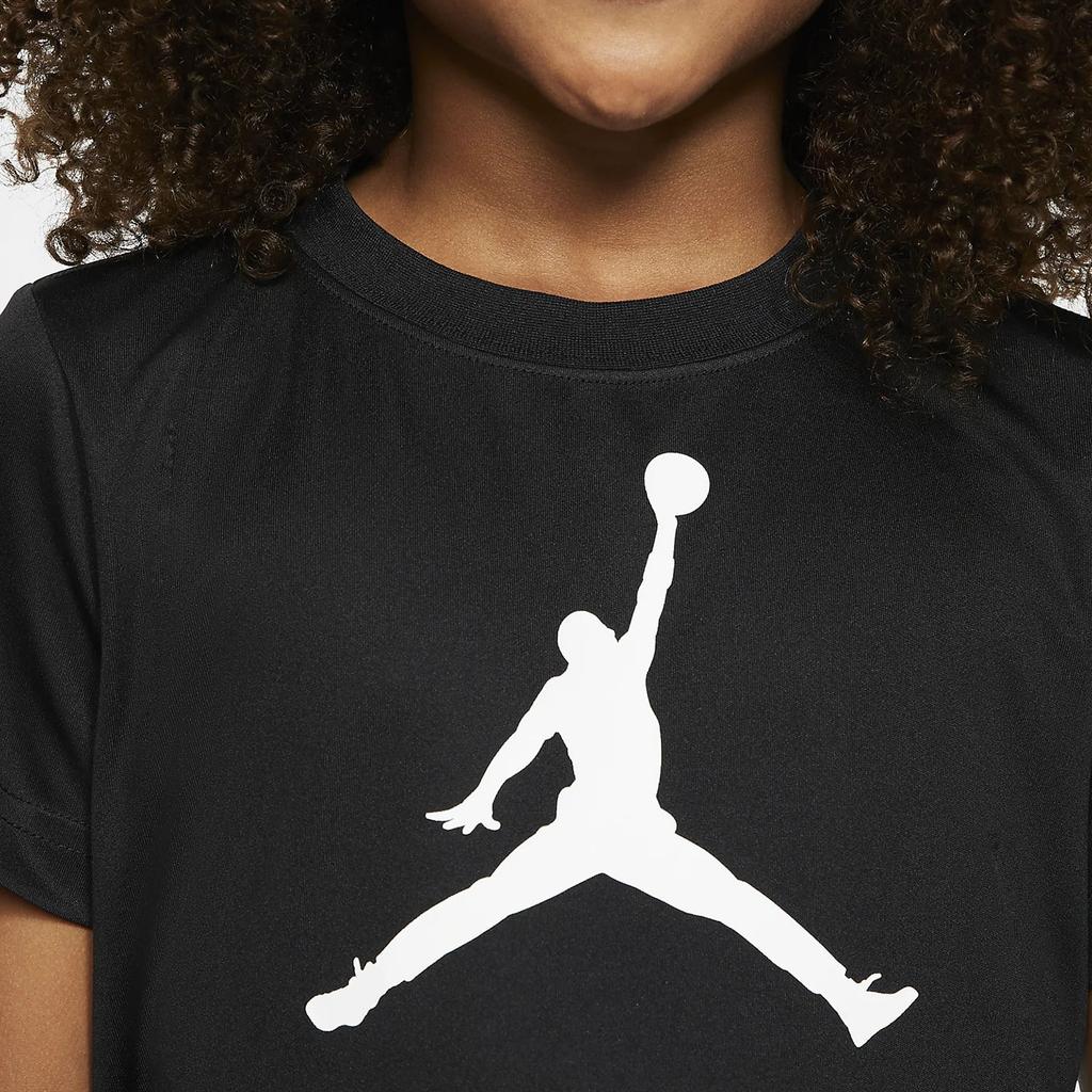 Jordan T-Shirt Color Block Logo Print Pullover Short Sleeve Kids Tops Black HA2892-023