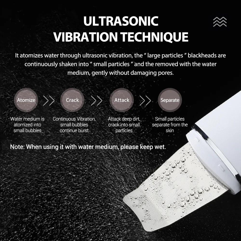 Ultrasonic Skin Scrubber Electric Facial Cleansing Pore Deep Cleanser Acne Blackhead Remover Peeling Shovel Lifting Skin Care