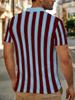 Men's Outdoor Polo Shirt, Available in Multiple Sizes, Featuring a Contrasting Vertical Stripe Design in Burgundy and Light Blue, with a