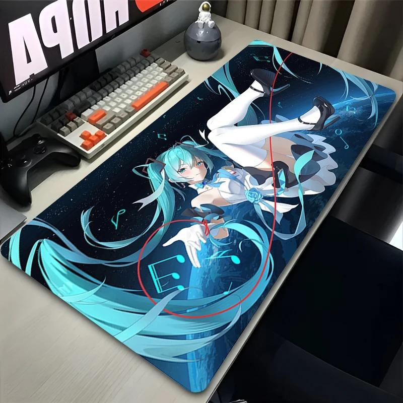 Hatsune Miku Cyberpunk Anime Gaming Mouse Pad NonSlip Rubber Base Desk MatMouse Pad Kawaii Neon Gaming Mousepad PC Gamer