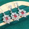 Personalisierte 925 Silber Schmuck Sets für Frauen Hochzeit Rot Zirkon Armband Ohrringe Halskette Anhänger Ring Urlaub Geschenke